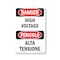 Signmission Safety Sign, OSHA Danger, 24" Height, High Voltage Bilingual, D-1824-VI-1327 OS-DS-D-1824-VI-1327 - alternate 1