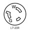Leviton Watertight Locking Receptacle, L7-20R, 20 A, 277V AC, Single Phase, 2 Pole, Flush Mount, Yellow 67W49 - alternate 2