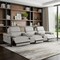 Homeroots 129" Light Gray Top Grain Leather Reclining Metal USB Sofa 720341 - alternate 4