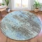 Homeroots 8' Taupe And Sky Blue Round Abstract Washable Indoor Outdoor Area Rug 630665 - alternate 1
