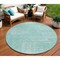 Homeroots 8' Turquoise And Teal Blue Round Abstract Washable Indoor Outdoor Area Rug 588800 - alternate 1