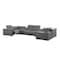 Homeroots Battleship Gray Leather Power Reclining U Shaped Eight Piece Corner Sectional With Console 643909 - alternate 5
