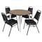 Regency Round Kahlo Breakroom Table W/ 4 Restaurant Stack Chairs, 36 in W, 36 in L, Noble Oak TPL36RNDNOCM29BK - alternate 1