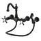 Kingston Brass Two-Handle Wall Mount Bridge Kitchen Faucet with Brass Sprayer, Matte Black KS1260NXBS - alternate 1