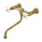 Kingston Brass Double-Handle Wall Mount Bathroom Faucet, Brushed Brass KS1217PX - alternate 1
