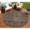 Homeroots 8' Brown Tan And Charcoal Round Damask Washable Indoor Outdoor Area Rug 603313 - alternate 1
