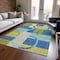 Homeroots 5' X 8' Denim Blue And Lime Green Geometric Washable Indoor Outdoor Area Rug 612576 - alternate 6