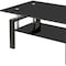 Homeroots 39" Black Glass and Steel Coffee Table With Shelf 635697 - alternate 6
