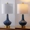 Jonathan Y Parker 21.5" Contemporary Traditional Ceramic/Metal Gourd LED Table Lamp, Brass/Blue JYL1030C - alternate 5