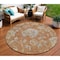 Homeroots 8' Orange Copper And Gray Round Floral Washable Indoor Outdoor Area Rug 589496 - alternate 1