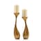 Homeroots Set of Two Antiqued Gold Aluminum Wavy Faceted Tabletop Pillar Candle Holders, 2PK 659940 - alternate 1
