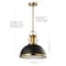 Jonathan Y Homer 13" 1-Light Modern Industrial Metal LED Dome Pendant, Black/Brass Gold JYL9536A - alternate 13