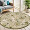 Homeroots 5' Ivory Green Dark Green And Yellow Round Floral Indoor Outdoor Area Rug 548142 - alternate 8