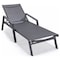 Leisuremod Marlin Patio Chaise Lounge Chair with Armrests in Black Aluminum Frame, Black, 2PK MLABL-77BL2 - alternate 8