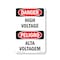 Signmission OSHA Danger Sign, 18" Height, Rigid Plastic, High Voltage Bilingual, 1218-VPR-1327 OS-DS-P-1218-VPR-1327 - alternate 1