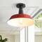 Jonathan Y Camila 14" 1-Light Classic Industrial Indoor/Outdoor Iron LED Semi Flush Mount, Red/White JYL7617E - alternate 7