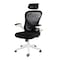 Elama High Back Adjustable Mesh and Fabric Office Chair in White and Black with Adjustable Head Rest ELM-F-931W - alternate 1