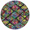 Homeroots 8' Black Yellow And Green Round Geometric Washable Indoor Outdoor Area Rug 609126 - alternate 7