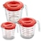 Nutrichef 1, 2 and 4 Cups Glass Measuring Cup Set with Lids (8, 17 and 34 oz) NCGL3MESLID - alternate 1