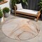 Homeroots 8' Round Gray and Orange Round Abstract Washable Non Skid Indoor Outdoor Area Rug 559393 - alternate 1