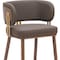 Homeroots 30" Brown Gold and Walnut Steel and Faux Leather Low Back Bar Height Bar Chair 564992 - alternate 7