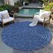 Homeroots 8' Navy Blue Gray And Ivory Round Polka Dot Washable Indoor Outdoor Area Rug 599060 - alternate 4