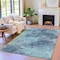 Homeroots 5' X 8' Teal Blue And Navy Blue Abstract Washable Indoor Outdoor Area Rug 630658 - alternate 1
