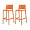 Homeroots Set of Two 30" Orange Heavy Duty Plastic Low Back Outdoor Bar Height Chairs, 2PK 565364 - alternate 4