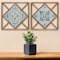 Homeroots Set of Two White Blue And Brown Floral Wood and Metal Square Framed Art, 2PK 516365 - alternate 4