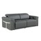 Homeroots 80" Dark Gray Top Grain Leather Reclining Metal USB Sofa 720383 - alternate 7