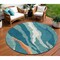 Homeroots 8' Teal Blue Copper And Ivory Round Abstract Washable Indoor Outdoor Area Rug 601010 - alternate 1