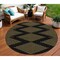 Homeroots 8' Black And Beige Round Geometric Washable Indoor Outdoor Area Rug 598724 - alternate 1