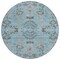 Homeroots 8' Sky Blue Gray And Charcoal Round Floral Washable Indoor Outdoor Area Rug 605487 - alternate 7
