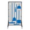 5S Supplies 5S Housekeeping Shadow Board Broom Station Version 3 - Gray Board / Blue Shadows  With Broom HSB-V3-GRAY/BLUE-KIT - alternate 1