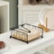 Basicwise Flat Metal Square Napkin Holder with Weighted Arm and a Wooden Tray Perfect for Adorning QI004650 - alternate 6
