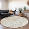 Homeroots 8' Beige And Ivory Round Damask Washable Indoor Outdoor Area Rug 614403 - alternate 6