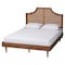 Baxton Studio Macaria Mid-Century Modern Ash Walnut Woven Rattan Queen Size Bed 248-12648-9814-ZORO - alternate 1