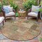 Homeroots 8' Khaki Beige And Wheat Round Abstract Washable Indoor Outdoor Area Rug 630779 - alternate 4