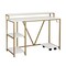 Homeroots 47" Gold Wood and Stainless Steel Computer Desk 723731 - alternate 7