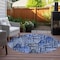 Homeroots 8' Navy Blue And Sky Blue Round Village Houses Washable Indoor Outdoor Area Rug 577849 - alternate 4
