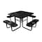 Leisure Craft 46" Square Picnic Table, Perforated Metal, Portable, Black T46SQP-PERF-BLACK - alternate 1