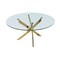 Homeroots 54" Clear and Gold Glass and Metal Cross Leg Base Round Top Dining Table 555138 - alternate 4