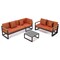 Leisuremod Chelsea Black Sectional With Adjustable Headrest & Coffee Table With Orange Cushions CSLBL-80OR - alternate 8
