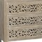Homeroots 30" Natural Solid Wood Distressed Carved Floral Three Drawer Nightstand 569586 - alternate 5