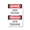 Signmission Safety Sign, OSHA Danger, 10" Height, Aluminum, High Voltage Bilingual, VI-1327 OS-DS-A-710-VI-1327 - alternate 1