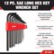 Performance Tool 12-Pc Sae Long Hex Key Set, W1393 W1393 - alternate 4