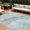 Homeroots 10' X 14' Teal Blue And Silver Abstract Washable Indoor Outdoor Area Rug 618441 - alternate 1