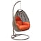 Leisuremod Beige Wicker Hanging Egg Swing Chair with Orange Cushions ESCBG-40OR - alternate 1