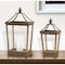 Homeroots Set of Two Brown Distressed Geometric Wood And Metal Floor Lantern Candle Holders, 2PK 517614 - alternate 2