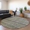Homeroots 8' Pewter And Green Round Striped Washable Indoor Outdoor Area Rug 605701 - alternate 5